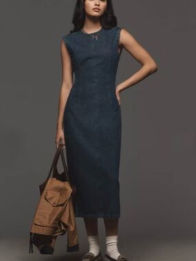 NWT - Good American Denim Column Midi Dress